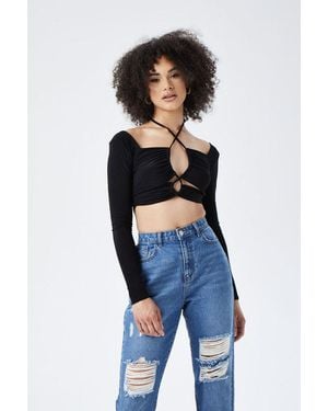 Urban Bliss Cut Out Strappy Top - Blue