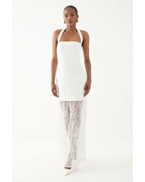 MissPap Bustier Lace Hem Maxi Dress - White