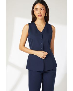 PRINCIPLES Button Through Waistcoat - Blue