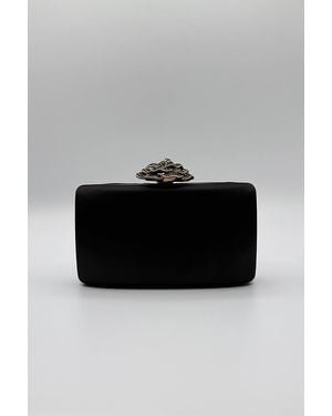 SVNX Satin Clutch Bag With Rose Jewel - Black
