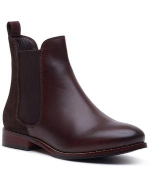 Hush Puppies Colette Leather Wide Fit Flat Chelsea Boots - Brown