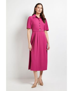 PRINCIPLES Volume Sleeve Belted Shirt Dress - Pink