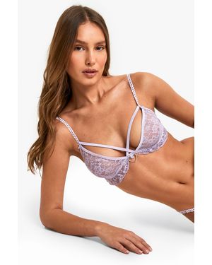 Boohoo Lace Heart Trim Bralette - Purple