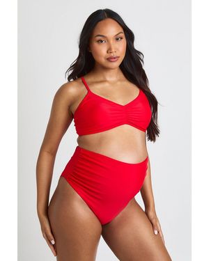 Boohoo Maternity Ruched Bikini Top - Red