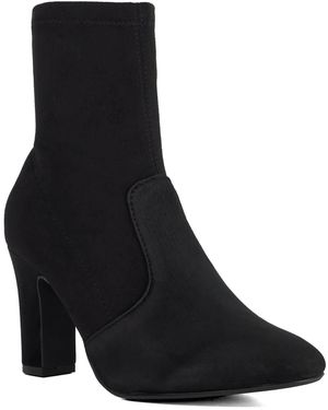 Dune Wf Optilly Wide Fit Almond Toe Sock Boots - Black