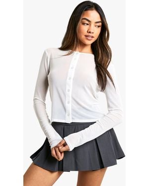 Boohoo Mesh Button Through Cardigan - White