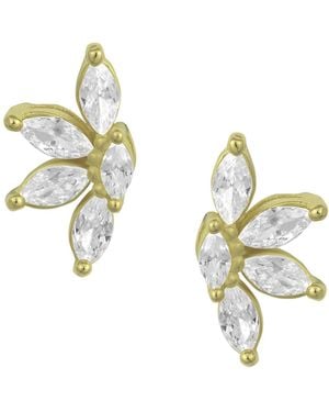 The Jewellery Stockroom Plated Cz Half Flower Studs - Metallic