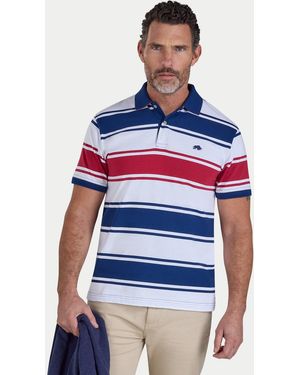 Raging Bull Wide Stripe Jersey Polo - Blue