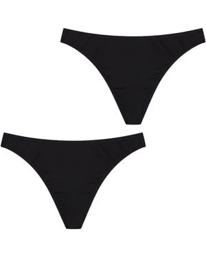 Q En Pack Of 2 Micromodal Thongs Q105 - Black