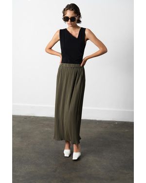 French Connection Plisse Pleated Elasticated Midi Skirt - Green