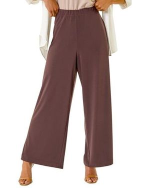 Roman Petite Wide Leg Stretch Trouser - Brown