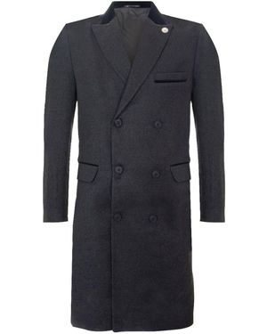 TruClothing 3/4 Long Double Breasted Crombie Overcoat Wool Coat Peaky Blinders - Black