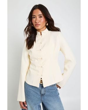 Boohoo Trim Detail Fitted Blazer - White