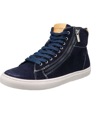 HX London Ilford Suede Leather Ankle Zip Lace Boots - Blue