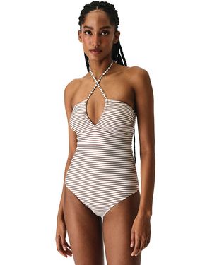 Penti Kylee Bandeau Striped Swimsuit - Brown