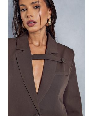MissPap Oversized Padded Shoulder Blazer - Grey