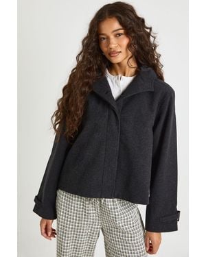 Boohoo Hooded Wool Look Jacket - Black