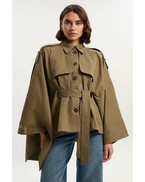 Karen Millen Cape Detail Trench Coat - Green