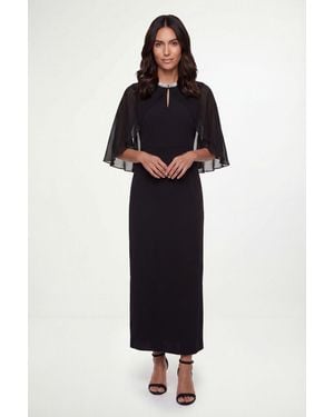 Wallis Embellished Cape Maxi Dress - Black