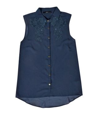 Oasis Lace Top Sleeveless Blouse - Blue