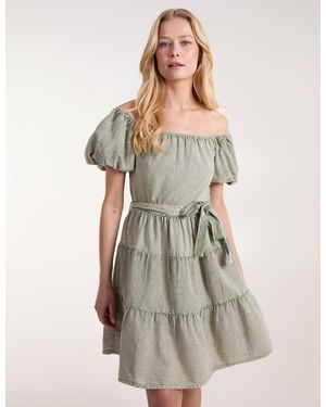 Blue Vanilla Milkmaid Puff Sleeve Mini Dress - Green