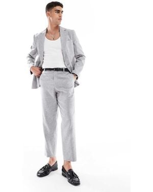 ASOS Relaxed Tapered Fit Suit Trousers With Linen Cotton - White