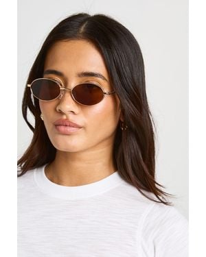 Boohoo Oval Metal Framed Sunglasses - Brown