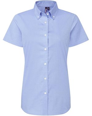 PREMIER Ladies Supreme Oxford Short-Sleeved Formal Shirt (Oxford) - Blue