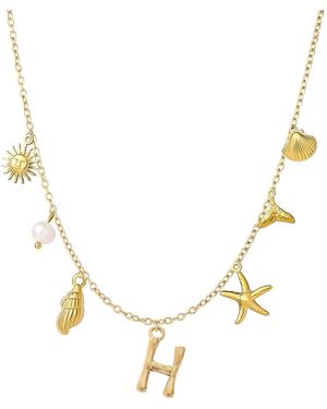 The Jewellery Stockroom Plated Sea And Initial Life Statement Charm Necklace - Metallic