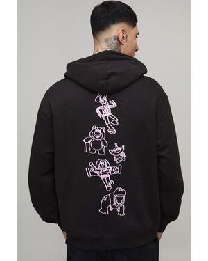 BoohooMAN Tall Oversized Disney Toy Story License Printed Hoodie - Black