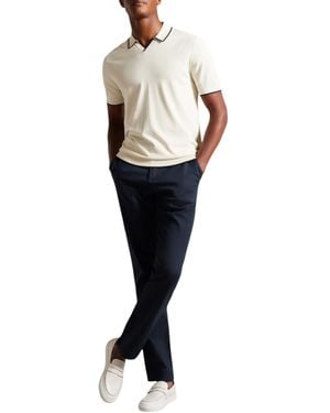 Ted Baker Chino Ryce Slim Fit Textured Cotton Blend Premium Trouser - Black