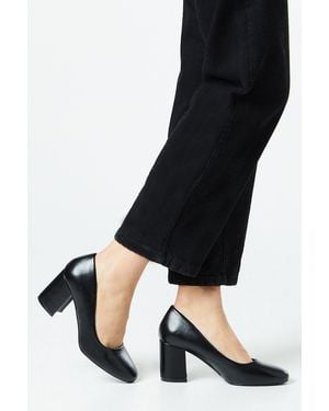 Wallis Ella Round Toe High Block Heel Court Shoes - Black