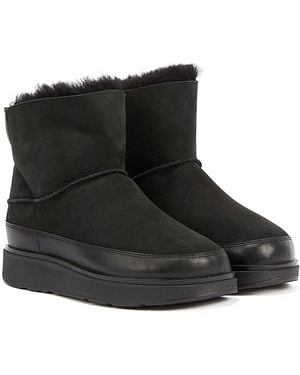 Fitflop Shearling Boots Leather - Black