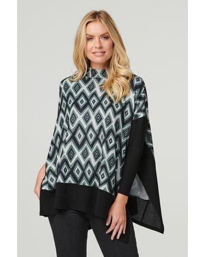 Izabel London Ikat Print High Neck Oversized Top - Green