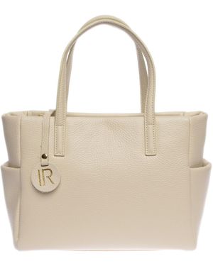 Isabella Rhea Beige Rundleer Tas - Naturel