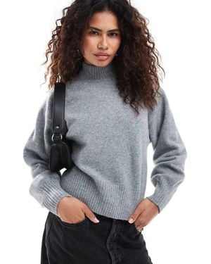 Monki Knitted Turtleneck Jumper - Grey