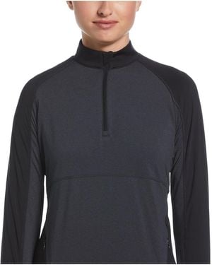 Callaway Apparel Zip Neck Raglan Sleeve Tech Midlayer Top - Blue