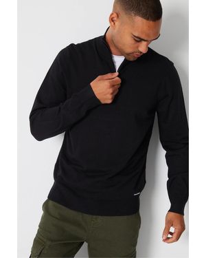 Threadbare Zip Neck Jumper - Black