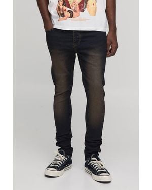 BoohooMAN Tinted Washed Super Skinny Jeans - Blue