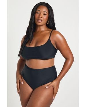 Boohoo Plus Swimwear Essentials Scoop Bikini Top - Blue