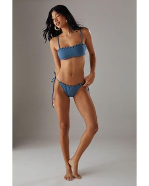 Warehouse Whipstitch Detail Bikini Top - Blue