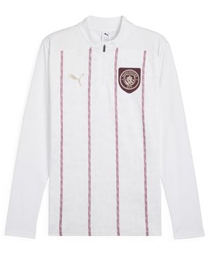 PUMA Manchester City Pre-Match Quarter-Zip Top - White