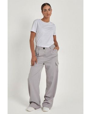 Urban Bliss Pinstripe Tailored Cargo Trouser - White