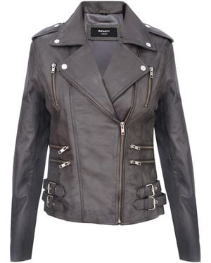 Infinity Leather Brando Biker Jacket-Loddon - Grey