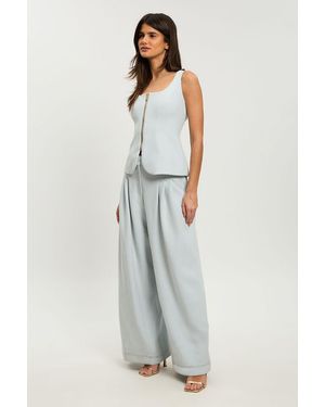 Karen Millen Petite Compact Stretch Peplum Wide Leg Jumpsuit - Grey