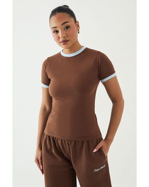 DSGN Studio Contrast Fitted T-Shirt - Brown