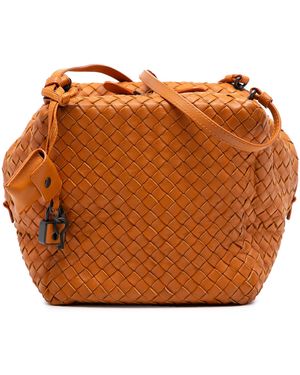 Bottega Veneta Pre-Owned Nappa Intrecciato Cube Crossbody - Brown