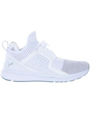 PUMA Ignite Limitless Knit Lace Up Slip On Running Trainers - White