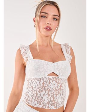 Pink Vanilla Lace Cut Out Top - White