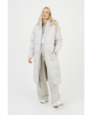 Brave Soul Maxi Hooded Puffer Jacket With Detachable Sleeves - White